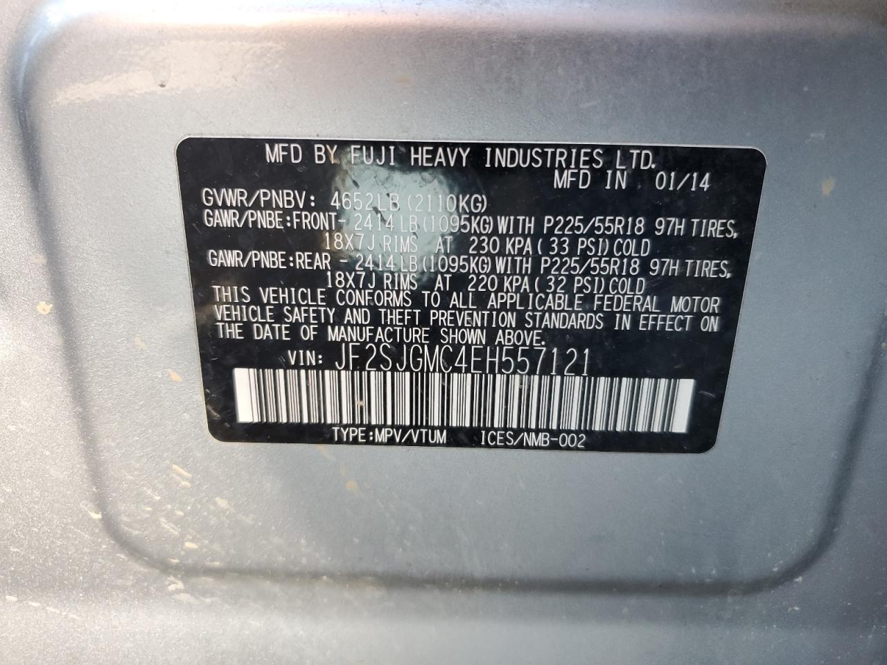 JF2SJGMC4EH557121 2014 Subaru Forester 2.0Xt Touring