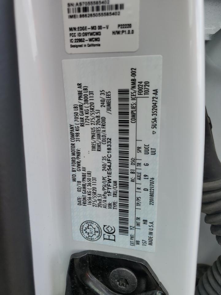 1FTFW1E54JFC18332 2018 Ford F150 Supercrew