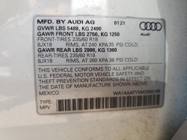 VIN WA1AAAFYXM2050168 2021 Audi Q5, Premium no.13