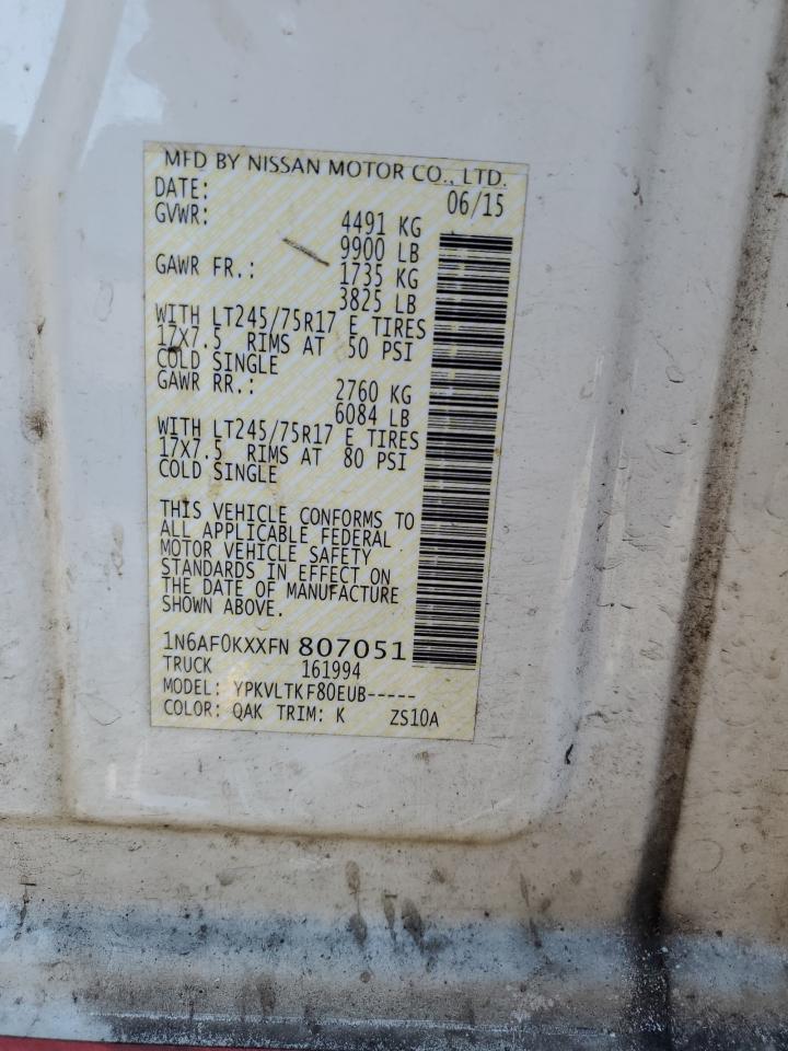 1N6AF0KXXFN807051 2015 Nissan Nv 2500