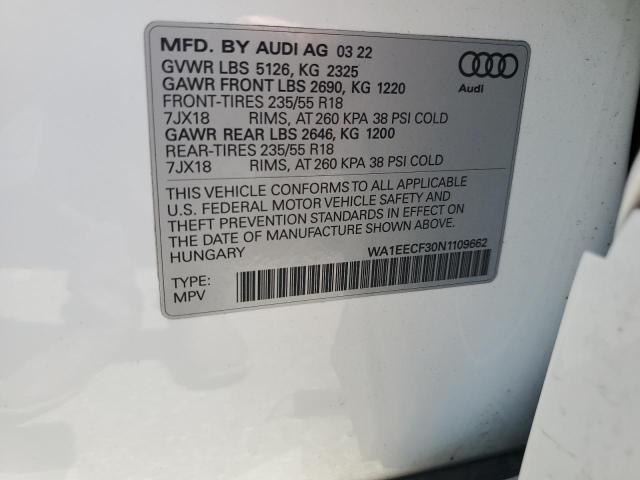 2022 Audi Q3 Premium Plus S Line 45 VIN: WA1EECF30N1109662 Lot: 61716604