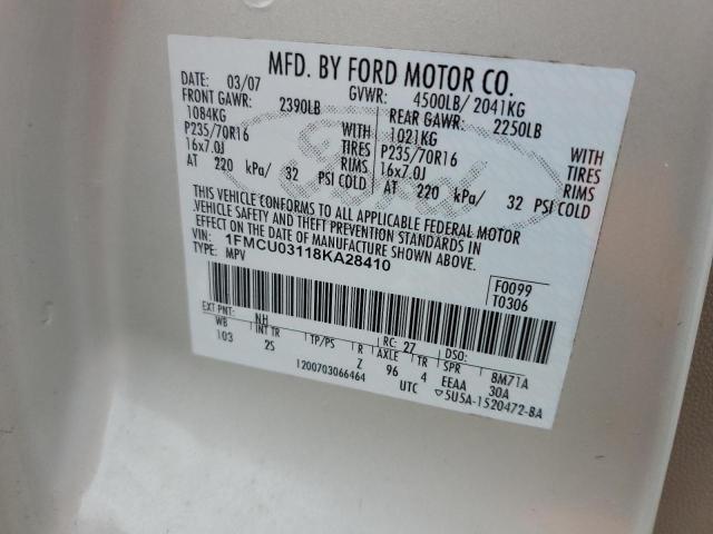 2008 Ford Escape Xlt VIN: 1FMCU03118KA28410 Lot: 61027234