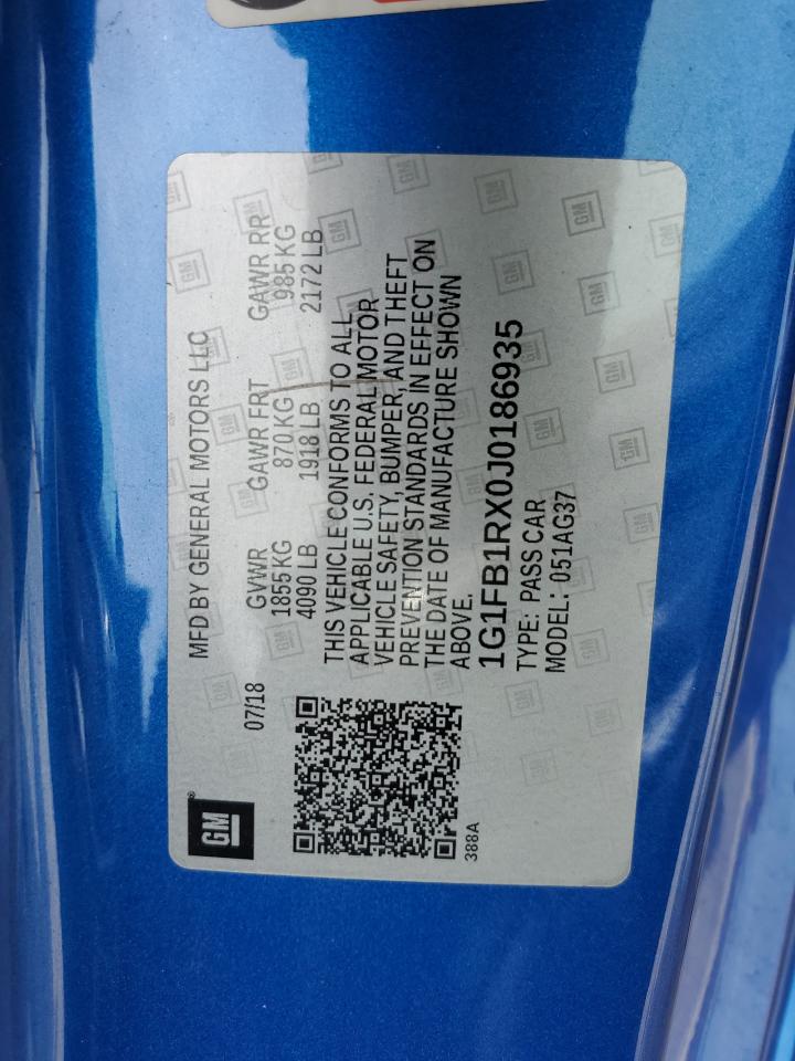 1G1FB1RX0J0186935 2018 Chevrolet Camaro Lt