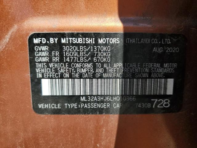 2020 Mitsubishi Mirage Es VIN: ML32A3HJ6LH010366 Lot: 61990164