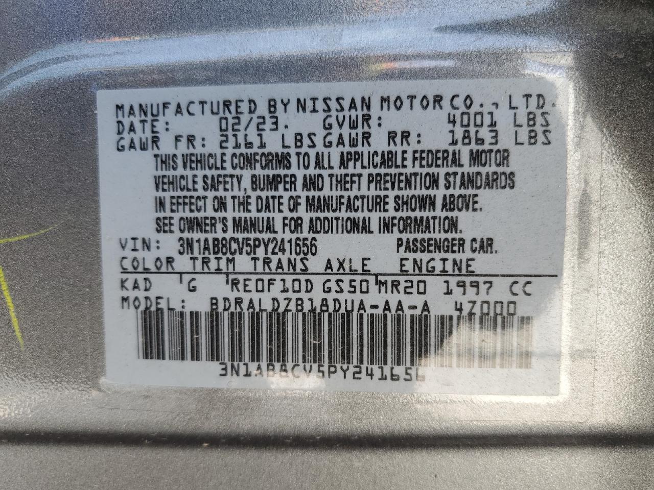 3N1AB8CV5PY241656 NISSAN SENTRA 2023