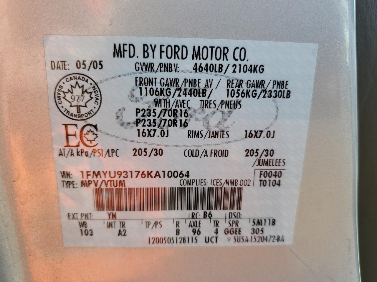 1FMYU93176KA10064 2006 Ford Escape Xlt