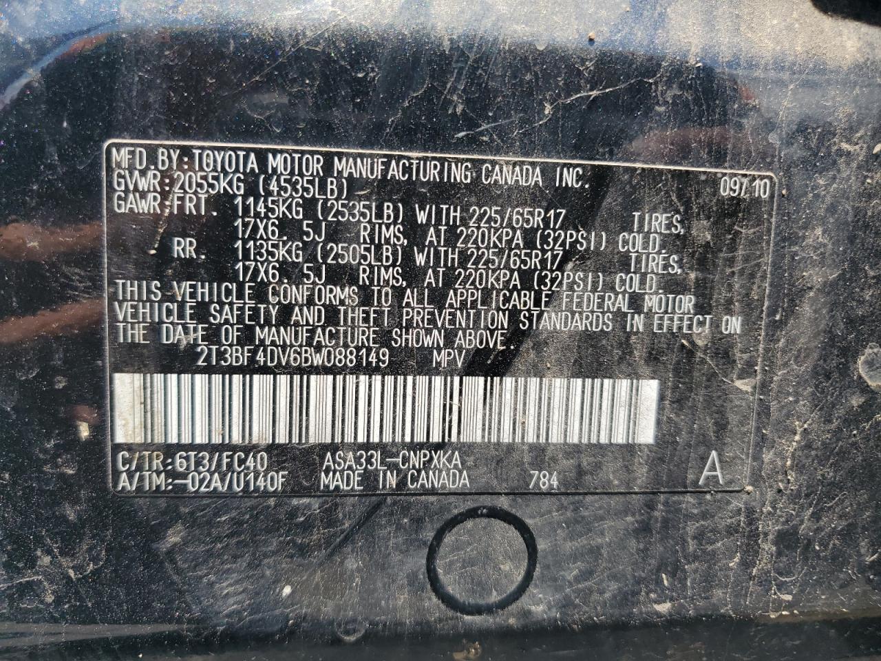 2T3BF4DV6BW088149 2011 Toyota Rav4