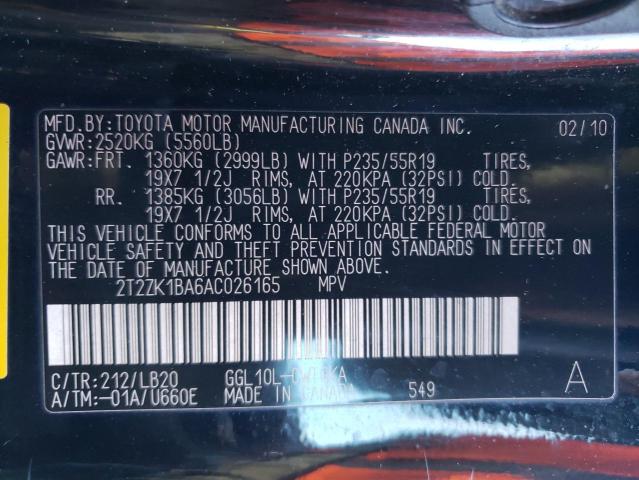 2010 Lexus Rx 350 VIN: 2T2ZK1BA6AC026165 Lot: 61375194