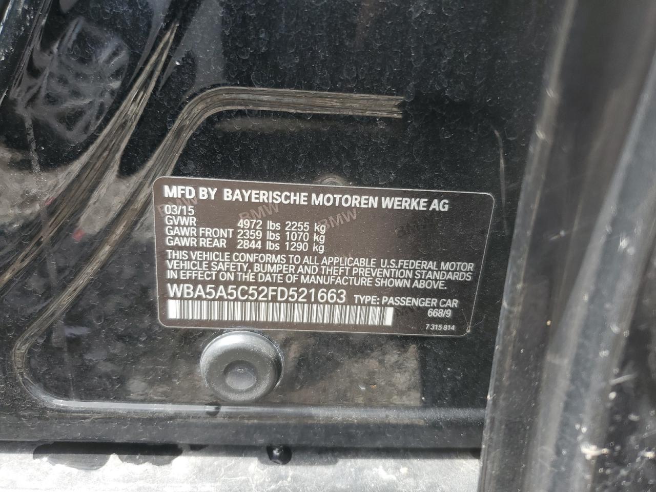 WBA5A5C52FD521663 2015 BMW 528 I