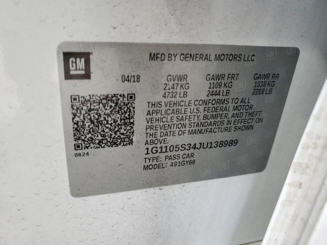 2018 Chevrolet Impala Lt VIN: 1G1105S34JU138989 Lot: 60615734