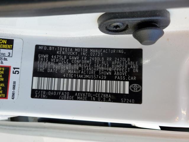 VIN 4T1C11AK3MU557429 2021 Toyota Camry, LE no.13