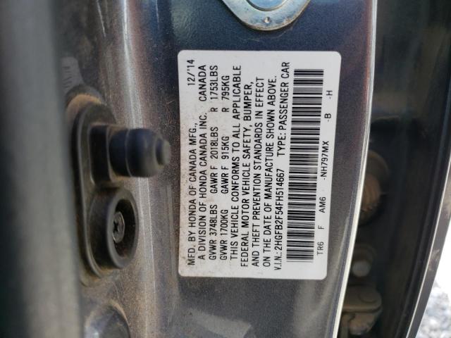 2015 HONDA CIVIC LX - 2HGFB2F54FH514667