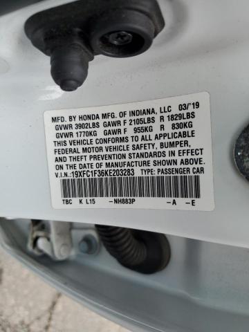 2019 Honda Civic Ex VIN: 19XFC1F36KE203283 Lot: 62362544