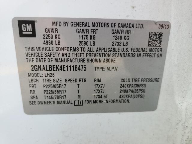 2014 Chevrolet Equinox Lt VIN: 2GNALBEK4E1118475 Lot: 61299414