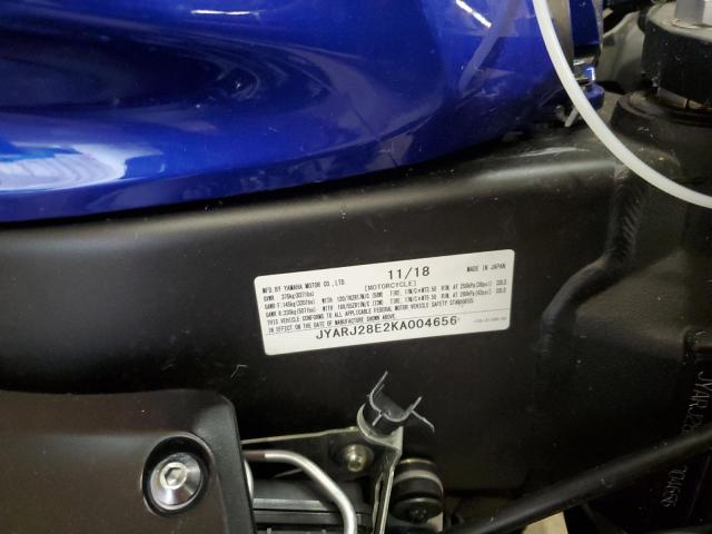 2019 YAMAHA YZFR6 JYARJ28E2KA004656