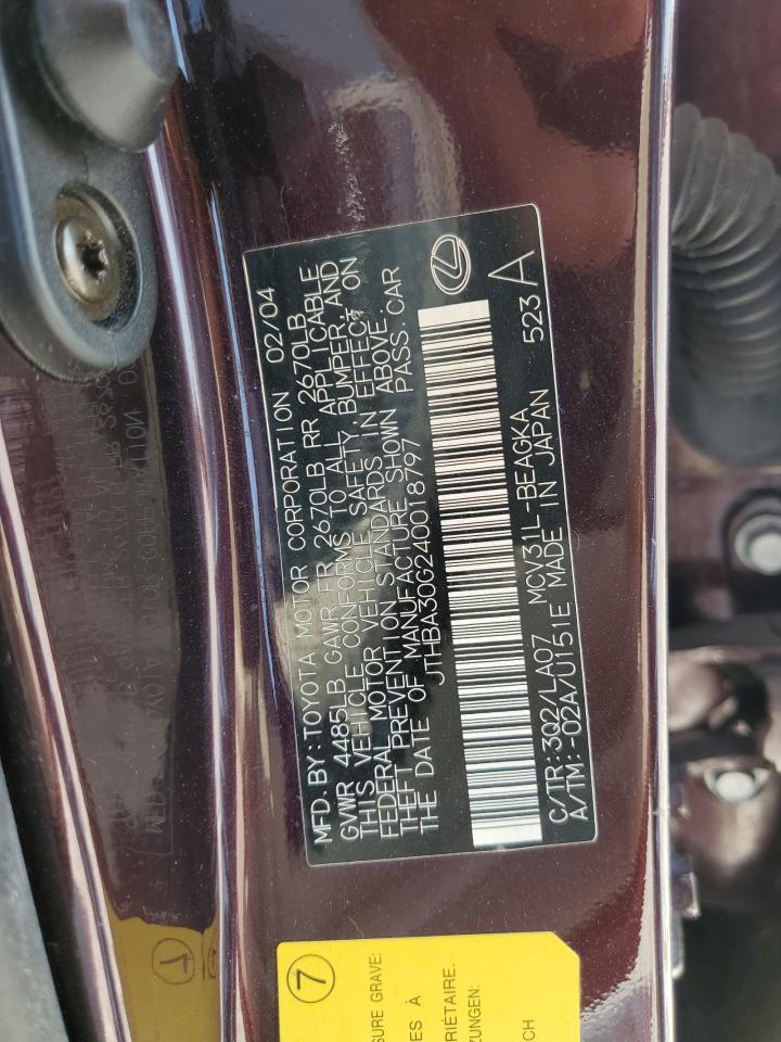 JTHBA30G240018797 2004 Lexus Es 330