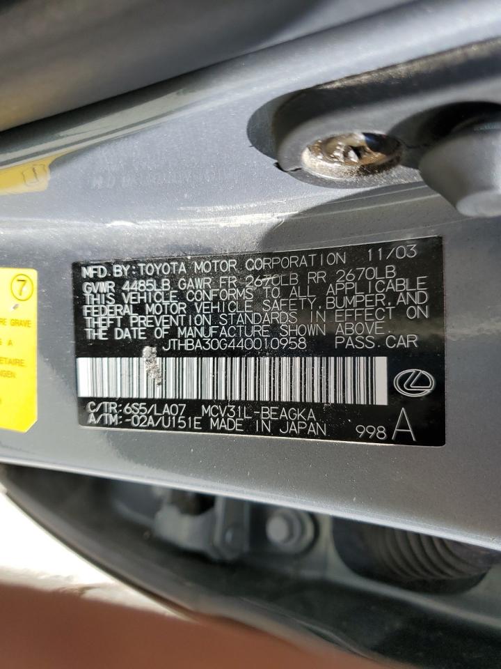 JTHBA30G440010958 2004 Lexus Es 330