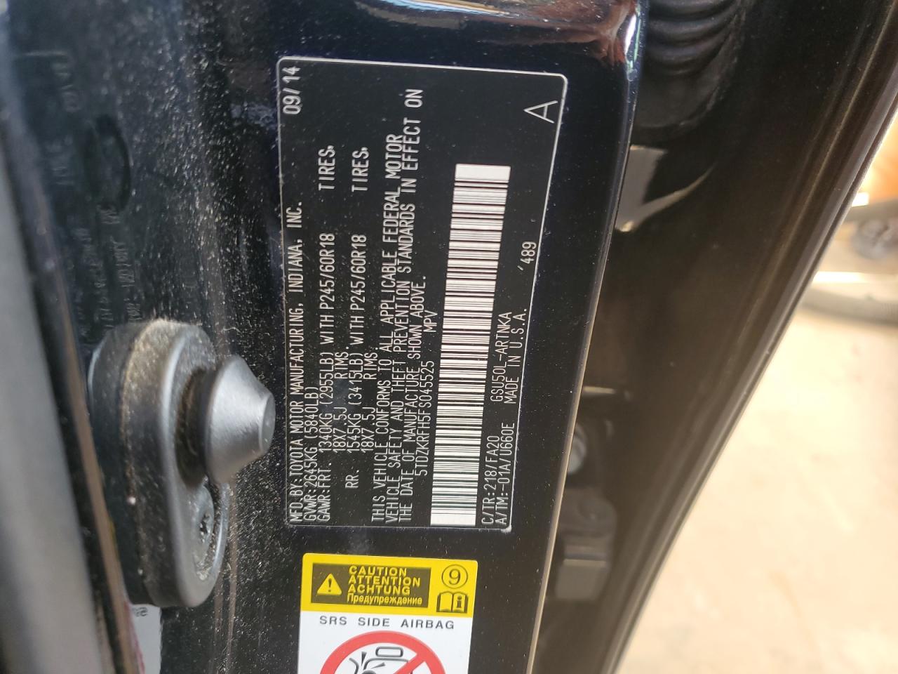 5TDZKRFH5FS045525 2015 Toyota Highlander Le