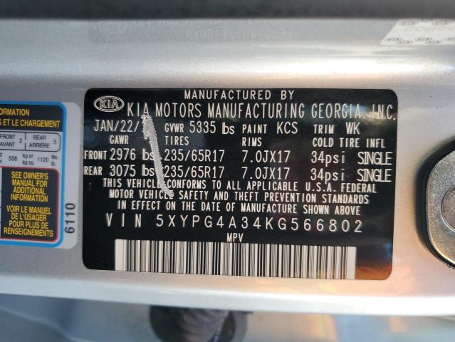 2019 KIA SORENTO L - 5XYPG4A34KG566802