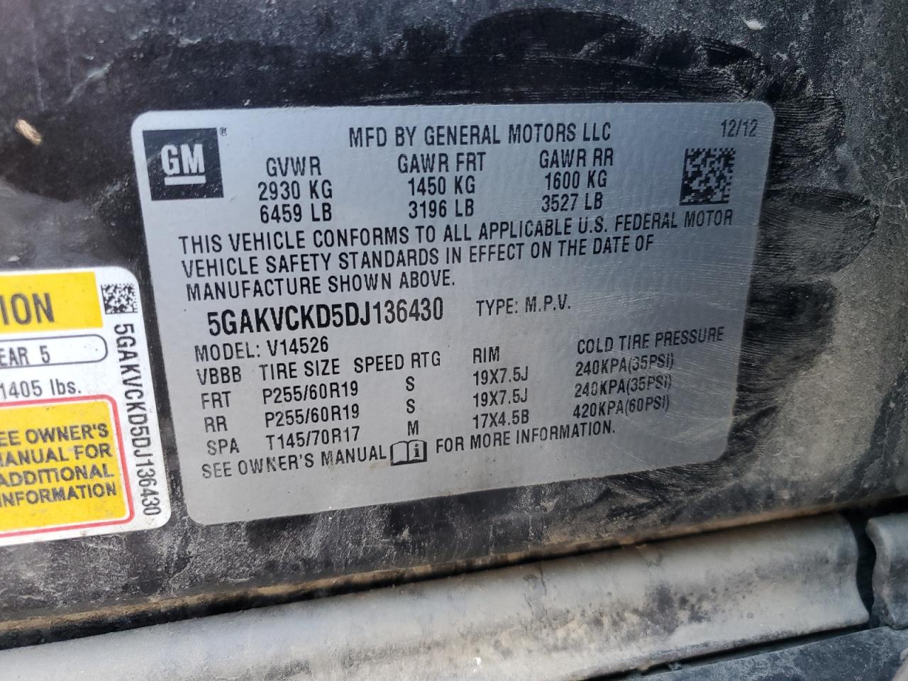 5GAKVCKD5DJ136430 2013 Buick Enclave