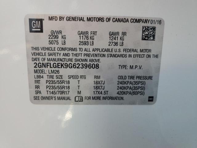 VIN 2GNFLGEK9G6239608 2016 Chevrolet Equinox, Ltz no.14