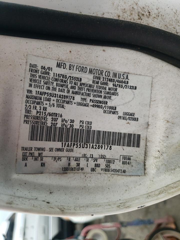 1FAFP55U31A289178 2001 Ford Taurus Ses