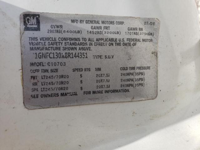 2008 Chevrolet Tahoe C1500 VIN: 1GNFC130X8R144351 Lot: 62331774