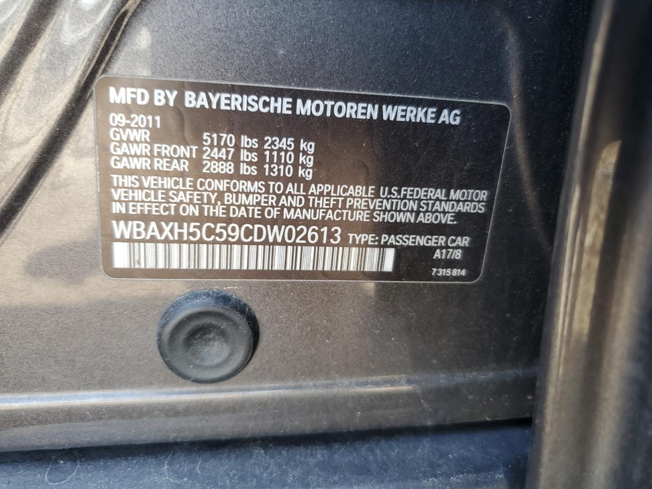 WBAXH5C59CDW02613 2012 BMW 528 Xi