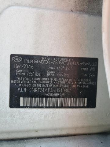 2017 Hyundai Sonata Se VIN: 5NPE24AF3HH540807 Lot: 61710334