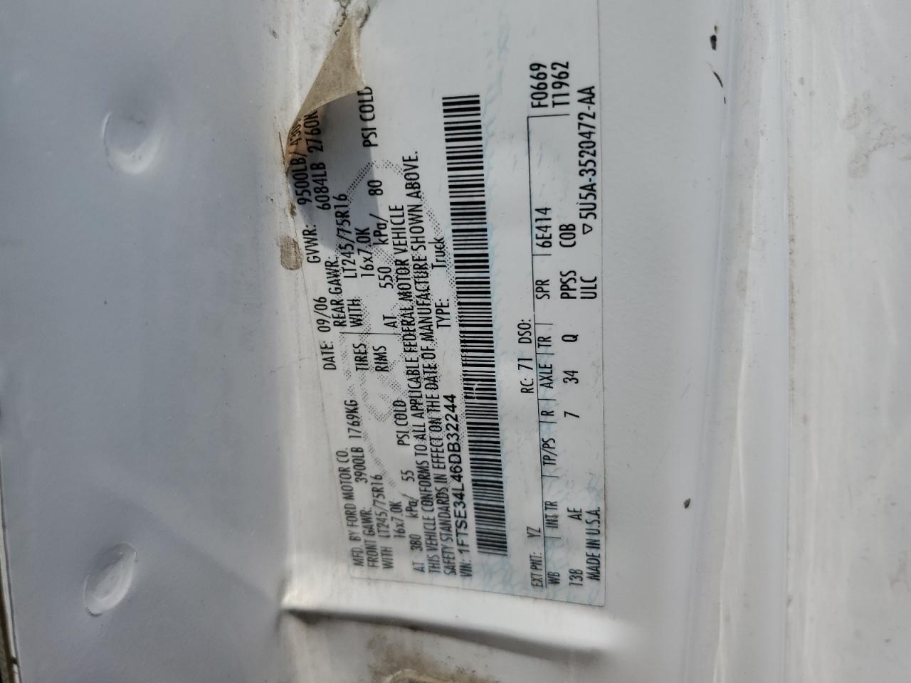 1FTSE34L46DB32244 2006 Ford Econoline E350 Super Duty Van