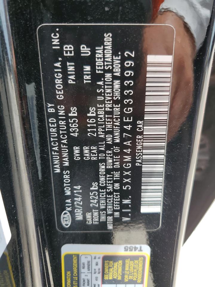 5XXGM4A74EG333992 2014 Kia Optima Lx