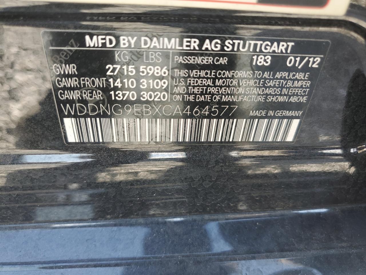 WDDNG9EBXCA464577 2012 Mercedes-Benz S 550 4Matic