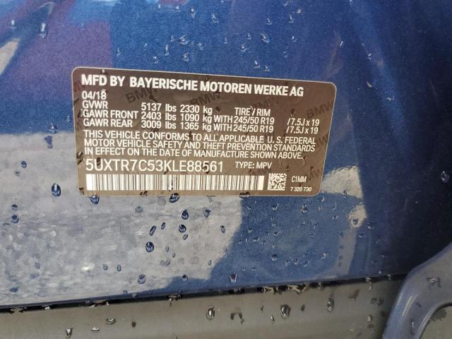 2019 BMW X3 Sdrive30I VIN: 5UXTR7C53KLE88561 Lot: 61415374