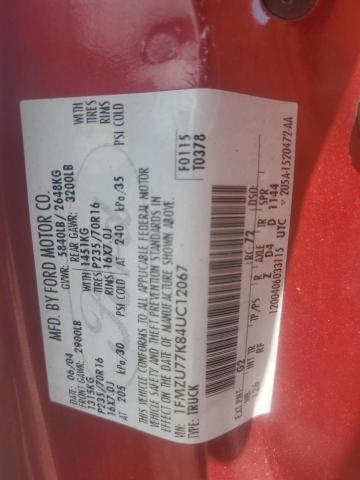 2004 Ford Explorer Sport Trac VIN: 1FMZU77K84UC12067 Lot: 62015074