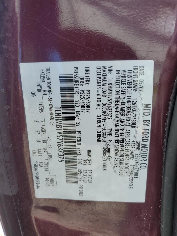 1LNHM81V57Y637375 2007 Lincoln Town Car Signature