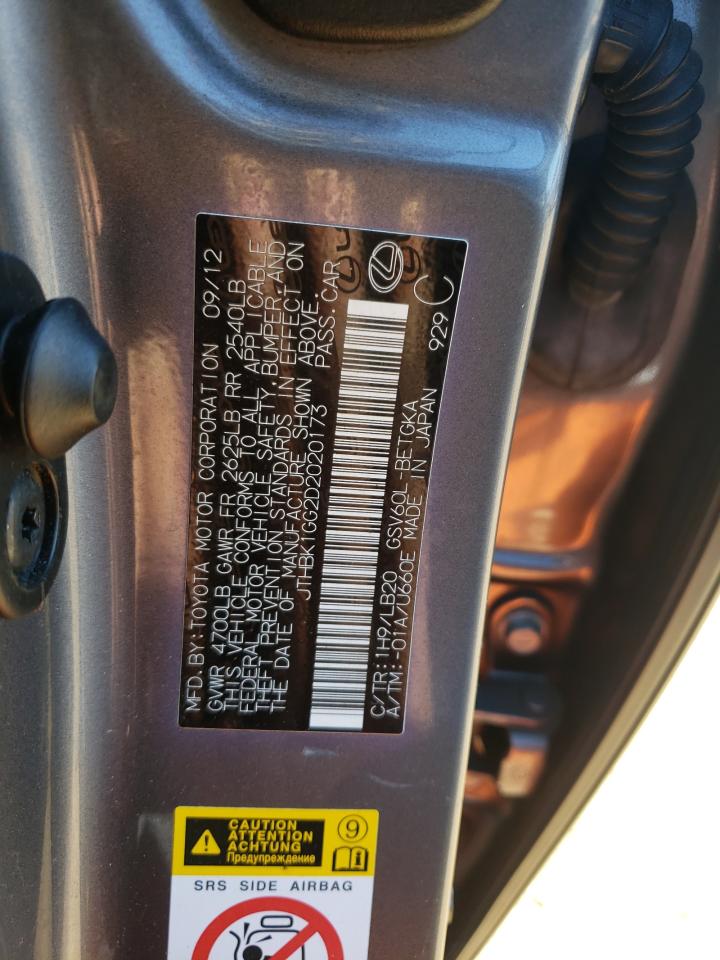 JTHBK1GG2D2020173 2013 Lexus Es 350