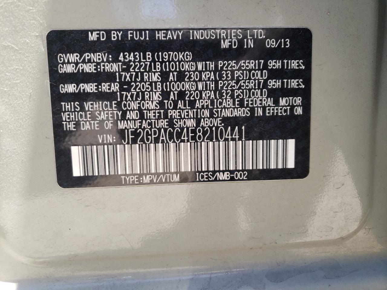 JF2GPACC4E8210441 2014 Subaru Xv Crosstrek 2.0 Premium