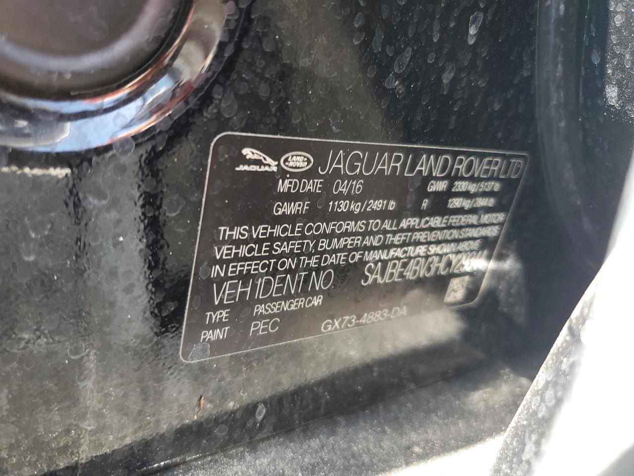 SAJBE4BV3HCY29344 2017 Jaguar Xf Prestige