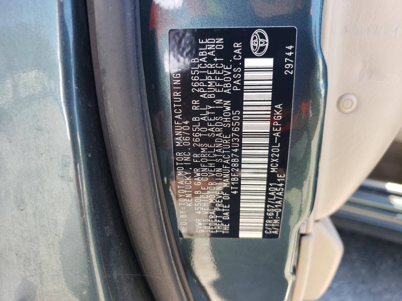 4T1BF28B74U376505 2004 Toyota Avalon Xl