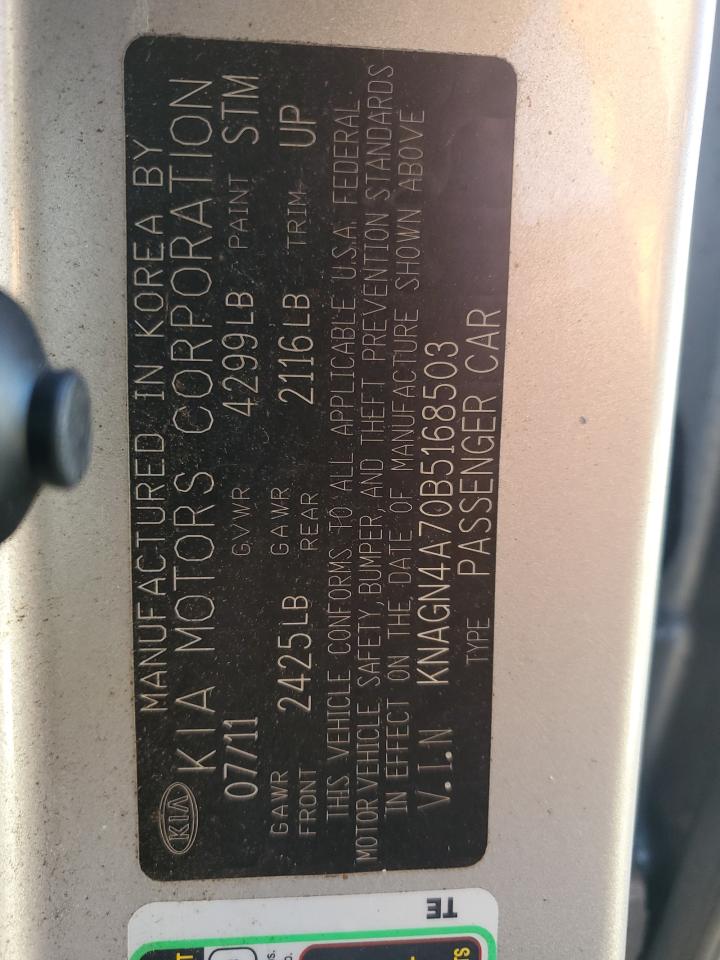 KNAGN4A70B5168503 2011 Kia Optima Ex