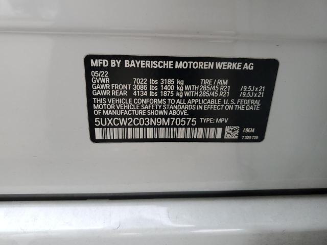 VIN 5UXCW2C03N9M70575 2022 BMW X7, Xdrive40I no.14