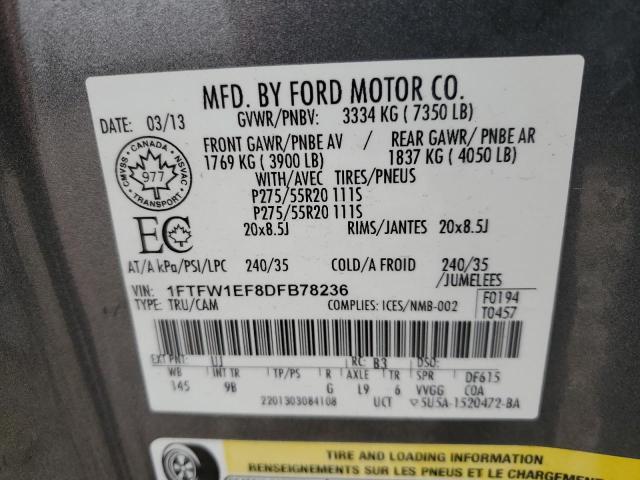 2013 Ford F150 Supercrew VIN: 1FTFW1EF8DFB78236 Lot: 62375624