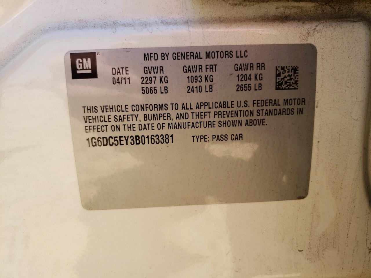 1G6DC5EY3B0163381 2011 Cadillac Cts