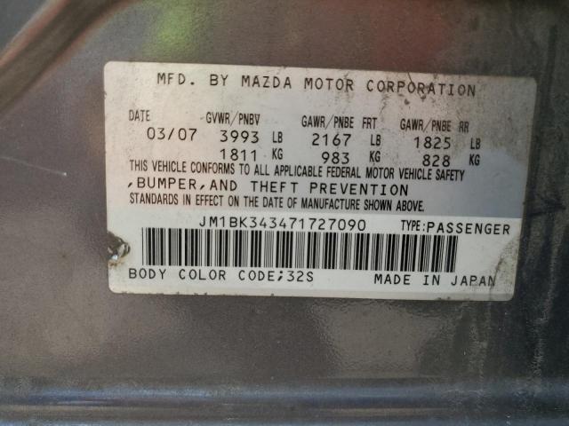 2007 Mazda 3 Hatchback VIN: JM1BK343471727090 Lot: 61981674