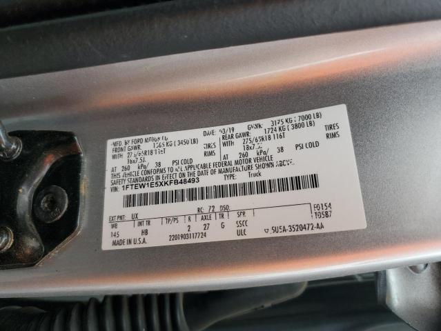 2019 Ford F150 Supercrew VIN: 1FTEW1E5XKFB48493 Lot: 60609944