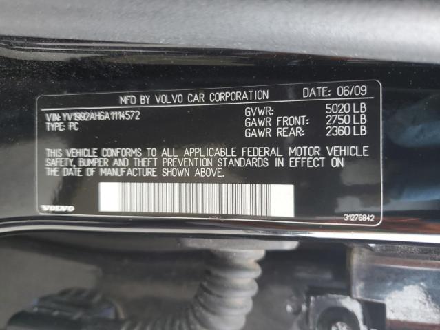 YV1992AH6A1114572 2010 Volvo S80 T6