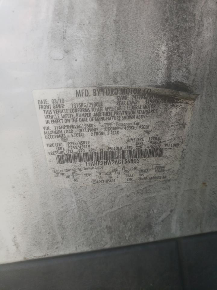 1FAHP2HW2AG156803 2010 Ford Taurus Sel