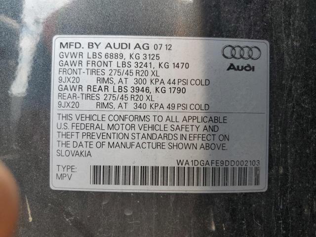 2013 Audi Q7 Prestige VIN: WA1DGAFE9DD002103 Lot: 63182474
