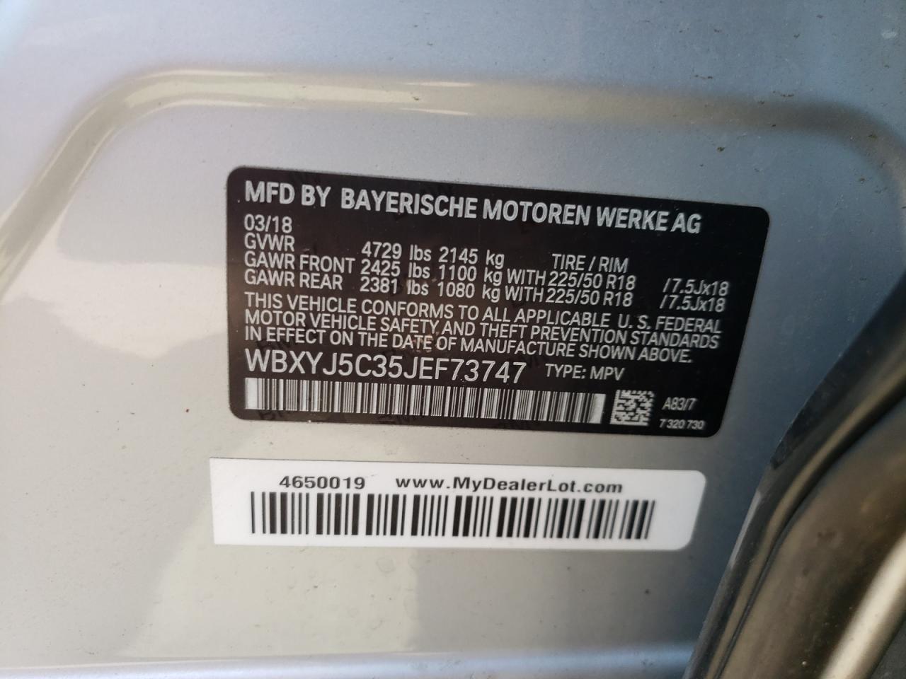 WBXYJ5C35JEF73747 2018 BMW X2 xDrive28I