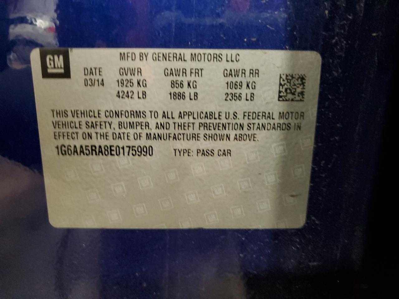 1G6AA5RA8E0175990 2014 Cadillac Ats